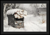 Een poster met een met sneeuw bedekte brievenbus gevuld met kerstgroeten -4