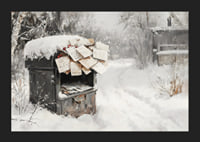 A poster capturing a snow-covered mailbox filled with Christmas greetings -5