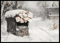 A poster capturing a snow-covered mailbox filled with Christmas greetings -6