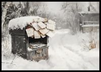 A poster capturing a snow-covered mailbox filled with Christmas greetings -2