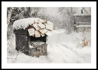 A poster capturing a snow-covered mailbox filled with Christmas greetings -0