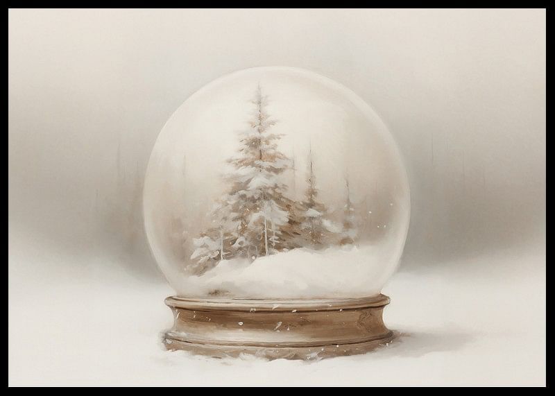 A poster that captures the stillness of winter in a beautiful snow globe-12