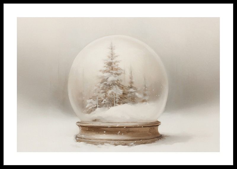 A poster that captures the stillness of winter in a beautiful snow globe-12