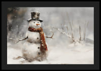 Un afiș care surprinde un om de zăpadă fermecător într-un peisaj de iarnă-4