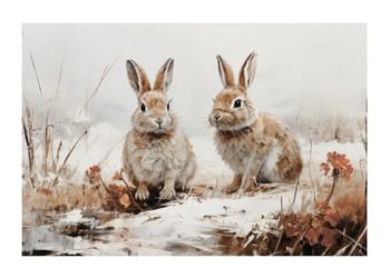 Plakat Hares In Winter Harmony