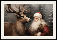 A poster capturing Santa's warm bond with a reindeer in a wintry landscape-2