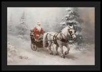 Egy poszter, amely megörökíti a Mikulást egy varázslatos szánkózásban a havas téli tájon-4