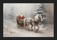 Egy poszter, amely megörökíti a Mikulást egy varázslatos szánkózásban a havas téli tájon-5