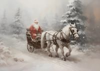 A poster that captures Santa on a magical sleigh ride through a snowy winter landscape-3