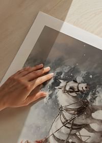 A poster that captures Santa on a magical sleigh ride through a snowy winter landscape-5