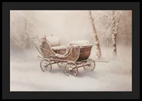 A poster capturing a snow covered old wagon in a peaceful winter landscape-4