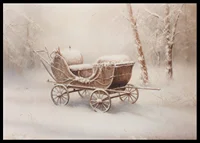 A poster capturing a snow covered old wagon in a peaceful winter landscape-6