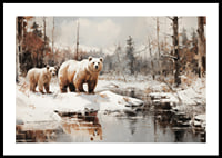 A poster that captures the powerful presence of two bears in a still winter landscape -0