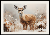A poster that captures the innocence of a young deer in a peaceful natural setting-2