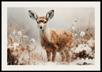 En plakat som fanger uskylden til en ung hjort i fredelige naturomgivelser-2