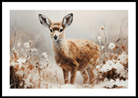 A poster that captures the innocence of a young deer in a peaceful natural setting-0