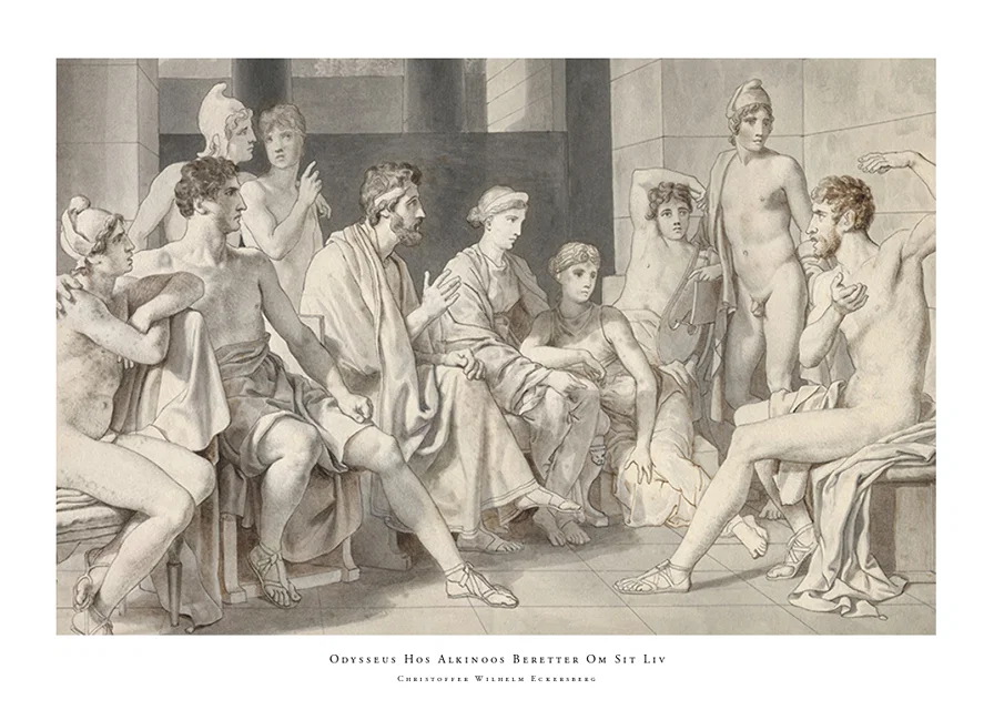 Odysseus at Alcinous's Tells of His Life By Christoffer Wilhelm Eckersberg-12