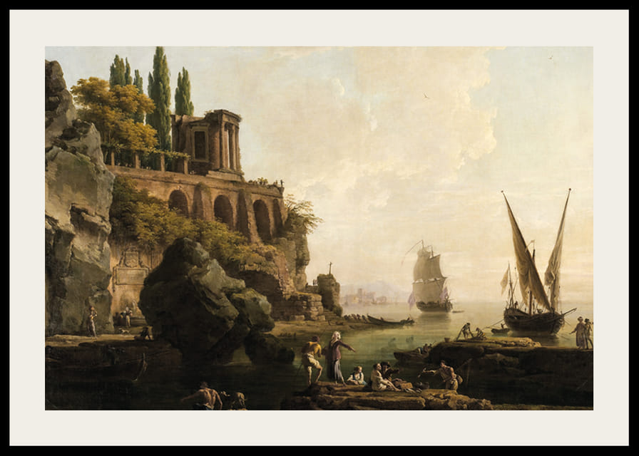 Imaginært landskab, italiensk havnescene af Claude Joseph Vernet-12