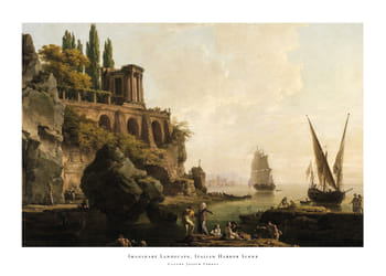 Poster Imaginary Landscape Italian Harbor Scene By Claude Joseph Vernet