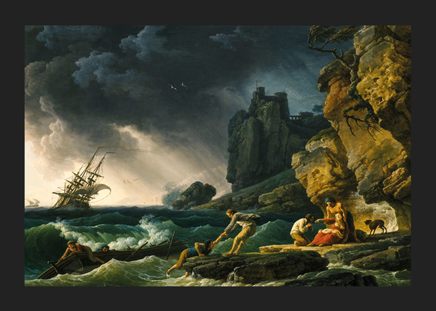Stormy Seas With Castaways By Claude Joseph Vernet-12
