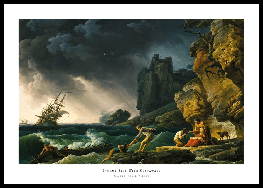 Stormy Seas With Castaways By Claude Joseph Vernet-12