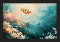 Plagát farebnej ryby plávajúcej cez slnkom zaliatu podmorskú krajinu-5