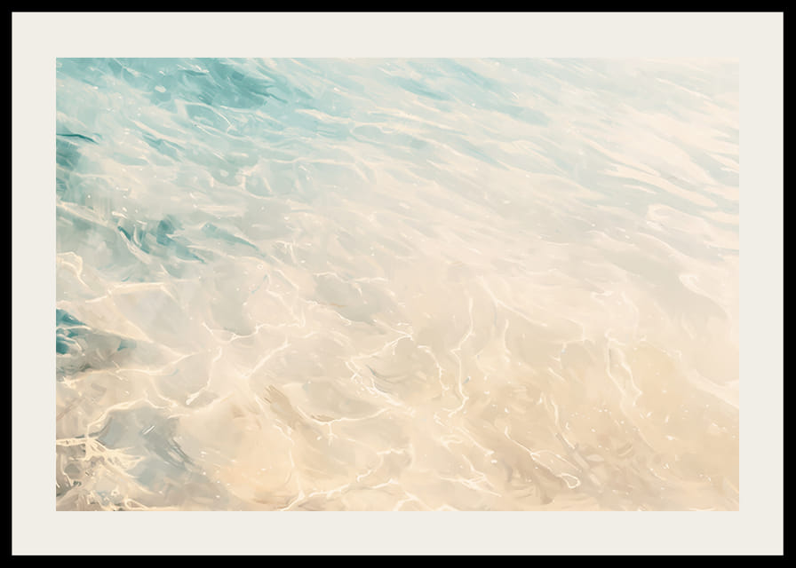 A poster of the sun's reflections on soft ocean waves and light sandy bottom-12