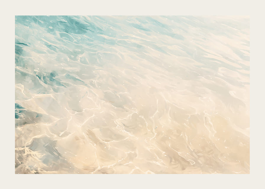 A poster of the sun's reflections on soft ocean waves and light sandy bottom-12
