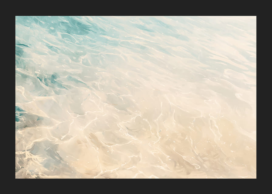 A poster of the sun's reflections on soft ocean waves and light sandy bottom-12