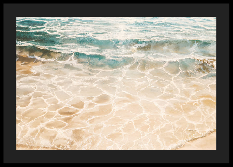 En poster med mjuka vågor som sköljer över solvarm sand-12