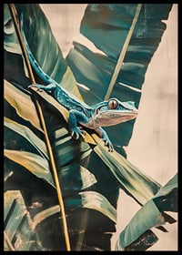 En poster av en exotisk ödla som smyger över frodiga blad-6