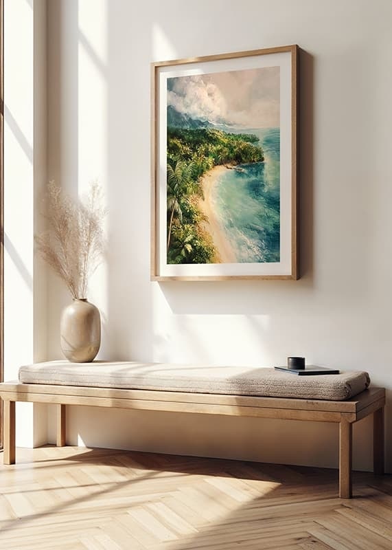 Un poster di una baia tropicale nascosta dove la giungla incontra il mare cristallino-12