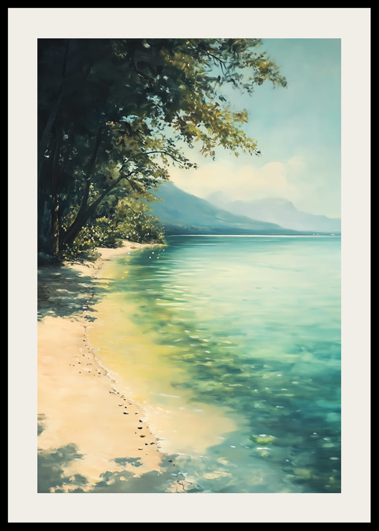 A poster of a peaceful beach where crystal clear water meets sun-warmed sand-12
