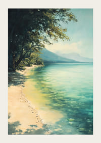 A poster of a peaceful beach where crystal clear water meets sun-warmed sand-3