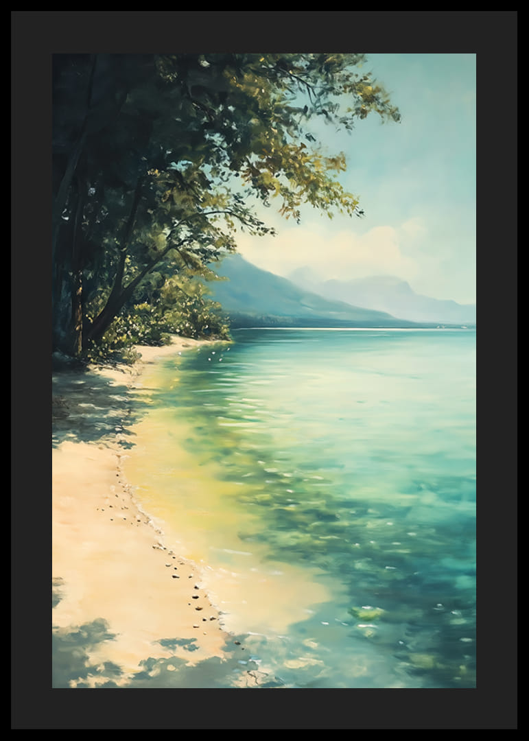 A poster of a peaceful beach where crystal clear water meets sun-warmed sand-12