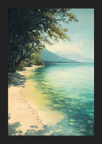 A poster of a peaceful beach where crystal clear water meets sun-warmed sand-5