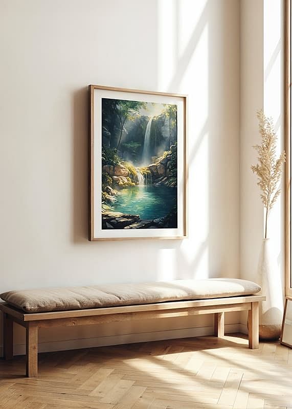Un poster magic cu o cascadă limpede, înconjurată de verdeață luxuriantă-12