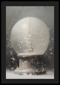 Téli poszter atmoszférikus hógömbbel, mely időtlen rejtélyt sugároz.-4