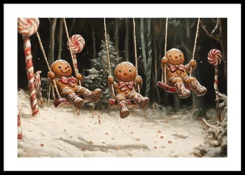 Poster Sweet Swinging Gingerbread Joy