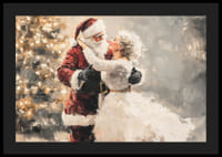  Une affiche romantique où le Père Noël et sa bien-aimée partagent une danse magique devant un sapin de Noël.-4