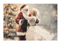  Romantický plagát, na ktorom Santa a jeho milovaná zdieľajú magický tanec pred vianočným stromčekom.-1