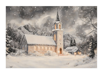 Poster Peaceful Church In A Snowy Landscape