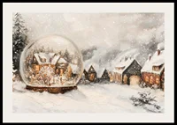 A poster with an illuminated winter village and a snow globe that spreads the charm of Christmas.-2