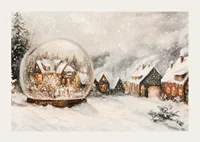 A poster with an illuminated winter village and a snow globe that spreads the charm of Christmas.-3