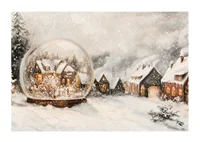 A poster with an illuminated winter village and a snow globe that spreads the charm of Christmas.-1