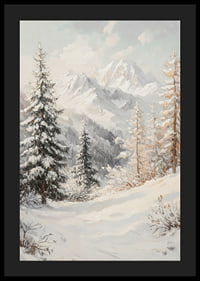 A poster with a snow-covered mountain landscape that captures the grand beauty and stillness of winter.-4