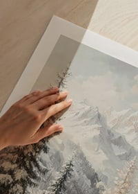 A poster with a snow-covered mountain landscape that captures the grand beauty and stillness of winter.-9