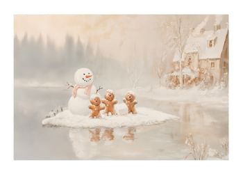 Poster Holiday Joy By The Frozen Lake