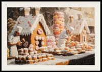  En plakat som fanger gleden ved julebakst med pepperkakehus-2