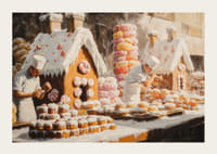  En plakat som fanger gleden ved julebakst med pepperkakehus-3